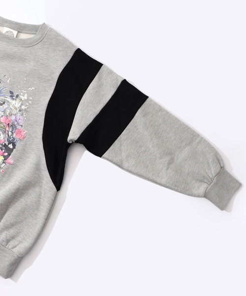 ScoLar（スカラー）の「153740：花×宇宙×アート バイカラー裏起毛プルオーバー（Tシャツ/カットソー・レディース・ブラック/チャコールグレー/杢グレー・M）」の15枚目の写真