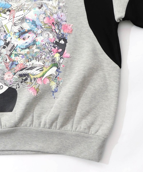 ScoLar（スカラー）の「153740：花×宇宙×アート バイカラー裏起毛プルオーバー（Tシャツ/カットソー・レディース・ブラック/チャコールグレー/杢グレー・M）」の16枚目の写真