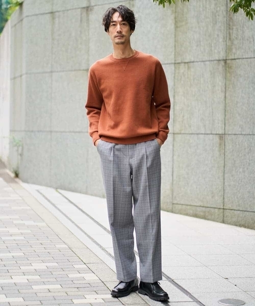 a.v.v（アーヴェヴェ）の「【イージーケア/毛玉になりにくい】LANATECチェックワンタックワイドイージースラックス【洗濯機で洗える/ストレッチ】（その他パンツ・メンズ・ライトグレー/ベージュ・48/46）」の9枚目の写真