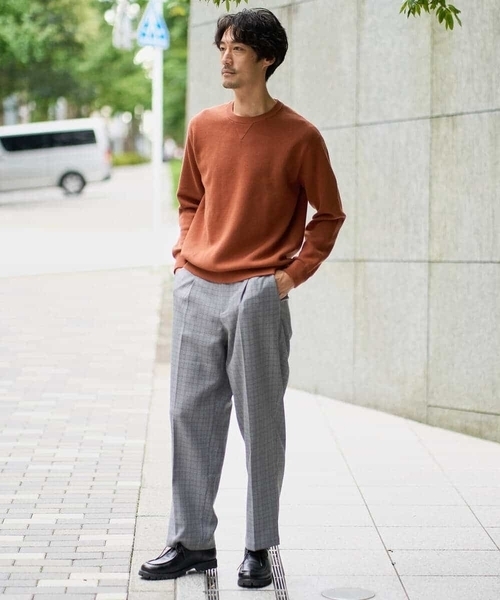 a.v.v（アーヴェヴェ）の「【イージーケア/毛玉になりにくい】LANATECチェックワンタックワイドイージースラックス【洗濯機で洗える/ストレッチ】（その他パンツ・メンズ・ライトグレー/ベージュ・48/46）」の12枚目の写真