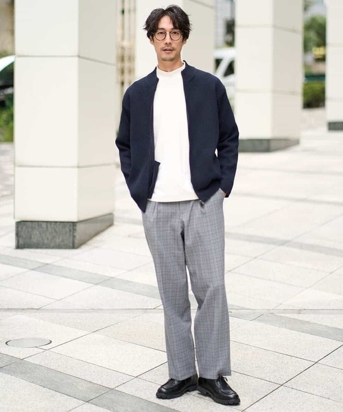 a.v.v（アーヴェヴェ）の「【イージーケア/毛玉になりにくい】LANATECチェックワンタックワイドイージースラックス【洗濯機で洗える/ストレッチ】（その他パンツ・メンズ・ライトグレー/ベージュ・48/46）」の16枚目の写真