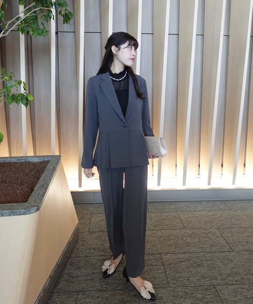 BONLECILL noir】＜2点セット＞ボックスプリーツペプラムジャケット