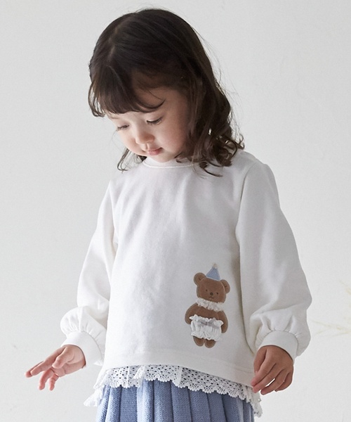 petit main（プティマイン）の「アニマルモチーフアップリケトレーナー（スウェット・キッズ・ブラック/レッド/アイボリー/ラベンダー・100cm/80ｃｍ/90cm/120cm/110cm/130cm）」の2枚目の写真