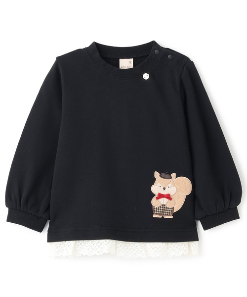 petit main（プティマイン）の「アニマルモチーフアップリケトレーナー（スウェット・キッズ・ブラック/レッド/アイボリー/ラベンダー・100cm/80ｃｍ/90cm/120cm/110cm/130cm）」の3枚目の写真