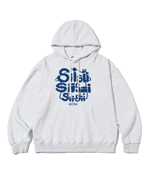 Shishaus Print Full‑zip Parka White Melange — парка на молнии, белый меланж