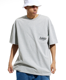 バスケットボールオーバーサイズヘビーウェイトポケット半袖Tシャツグレー黒