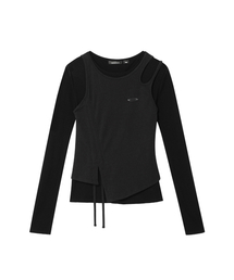 Opening Project | Shirring Slim Long Sleeve - Black(Tシャツ/カットソー)