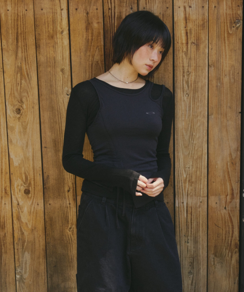 Opening Project（オープニングプロジェクト）の「Shirring Slim Long Sleeve - Black（Tシャツ/カットソー・レディース・その他・MEDIUM/SMALL）」の4枚目の写真