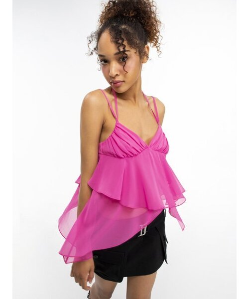CAPRICIEUX(カプリシュー)の「Chiffon layered blouse (PINK)(Tシャツ/カットソー・レディース・ピンク・SMALL)」の1枚目の写真