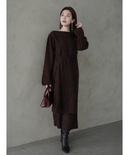 ウールミンクニットワンピース（ワンピース）｜anuans（アニュアンス