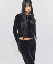 RAWMANTICS（ローマンティクス）の「Logo Cubic Velvet Slim Bootcut Black（スウェットパンツ）」
