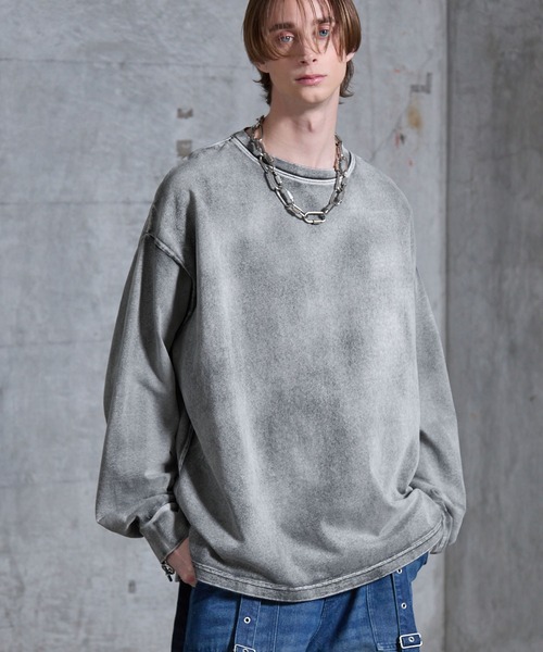 SERACE(セラス)の「【SERACE】Heavy weight loose vintage chemical long tee / ヘビーウェイトルーズヴィンテージケミカルロンT(Tシャツ/カットソー・メンズ・ホワイト系/ブラック系/グレー系・L/S/M)」の2枚目の写真