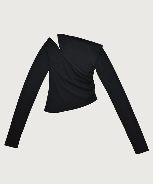 kiehtova（キエトヴァ）の「【kiehtova】ONE SHOULDER DRAPE TOPS/ワンショルダードレープトップス KTWR52（Tシャツ/カットソー・レディース・ブルー/ベージュ/ブラック・FREE）」の6枚目の写真