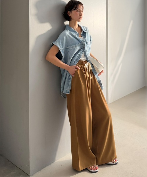 Java（ジャバ）の「《JaVa ジャバコラボ》夏を涼しく、品よくこなれる。リネンライクワイドストレートイージーパンツ（その他パンツ・レディース・キャメル/ブラック/ライトベージュ・LARGE/MEDIUM/SMALL/X-LARGE）」の21枚目の写真