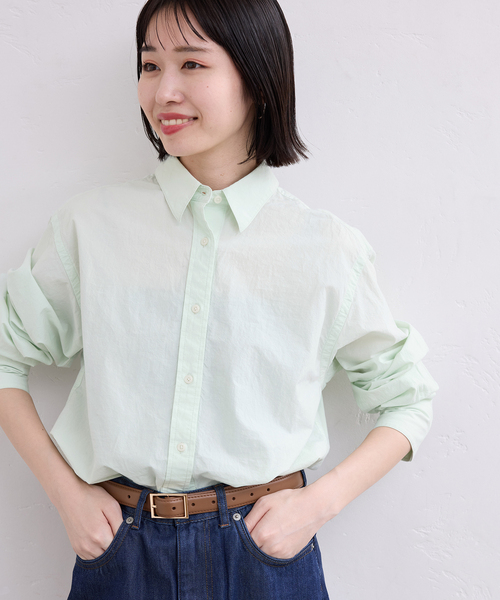 SLOBE IENA(スローブイエナ)の「Wash Cotton Color シャツ(シャツ/ブラウス・レディース・サックスブルー/イエロー/グリーン系その他/ピンク・FREE)」の2枚目の写真