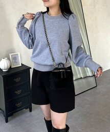 スウェット パフスリーブ」に該当するレディースのトップス（グレー