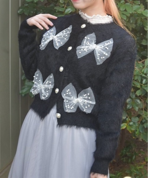 【新品】axes femme 黒カーディガン　M Lace-Up Design Cardigan – axes femme from JAPAN