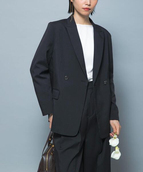 URBAN RESEARCH ROSSO WOMEN（アーバンリサーチ　ロッソ）の「防シワシャンブレーツイルダブルジャケット（その他アウター・レディース・ブラック/ベージュ系その他・36/38）」の9枚目の写真
