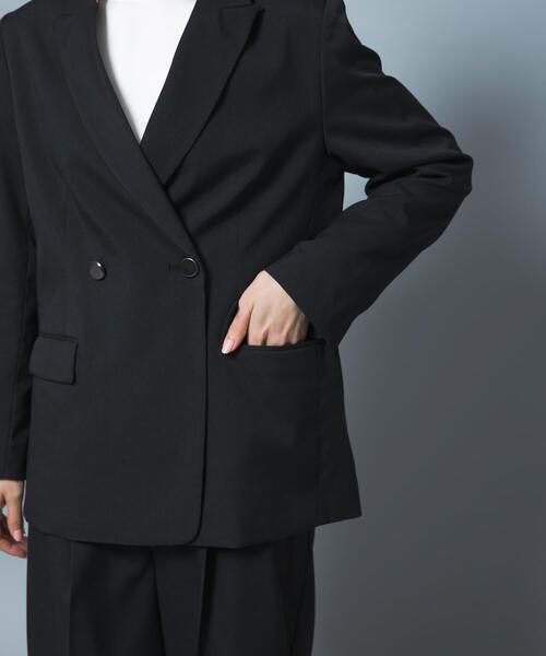 URBAN RESEARCH ROSSO WOMEN（アーバンリサーチ　ロッソ）の「防シワシャンブレーツイルダブルジャケット（その他アウター・レディース・ブラック/ベージュ系その他・36/38）」の18枚目の写真