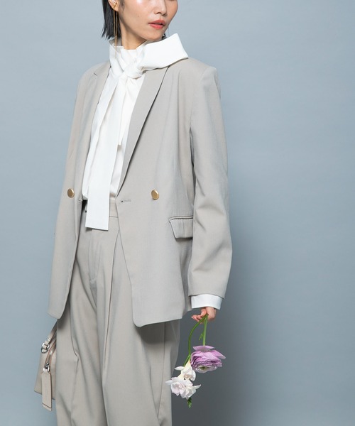 URBAN RESEARCH ROSSO WOMEN（アーバンリサーチ　ロッソ）の「防シワシャンブレーツイルダブルジャケット（その他アウター・レディース・ブラック/ベージュ系その他・36/38）」の3枚目の写真