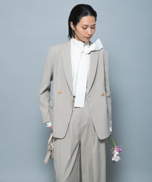 URBAN RESEARCH ROSSO WOMEN（アーバンリサーチ　ロッソ）の「防シワシャンブレーツイルダブルジャケット（その他アウター・レディース・ブラック/ベージュ系その他・36/38）」の4枚目の写真