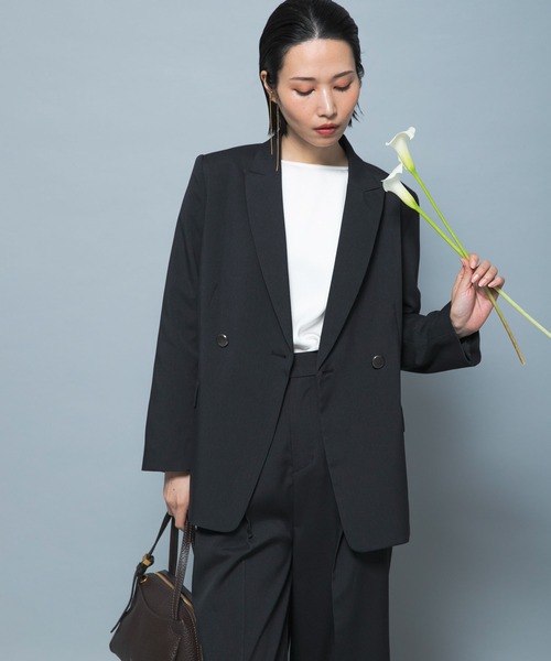 URBAN RESEARCH ROSSO WOMEN（アーバンリサーチ　ロッソ）の「防シワシャンブレーツイルダブルジャケット（その他アウター・レディース・ブラック/ベージュ系その他・36/38）」の7枚目の写真