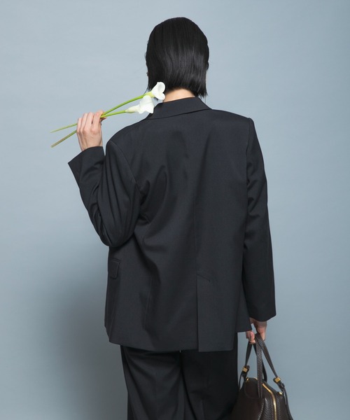 URBAN RESEARCH ROSSO WOMEN（アーバンリサーチ　ロッソ）の「防シワシャンブレーツイルダブルジャケット（その他アウター・レディース・ブラック/ベージュ系その他・36/38）」の9枚目の写真