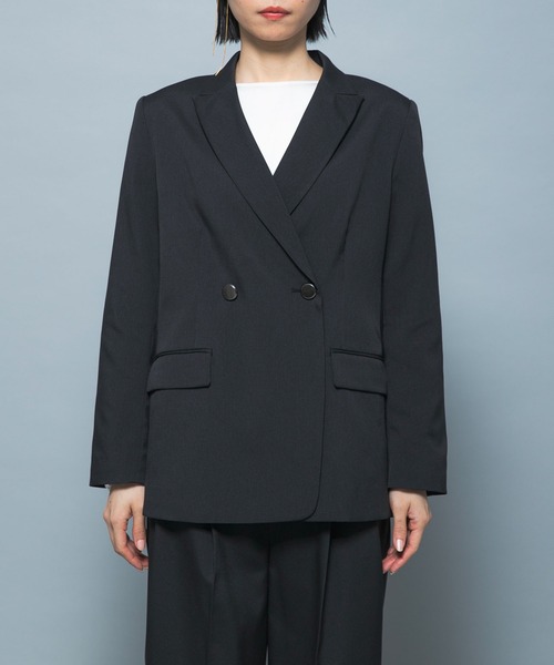 URBAN RESEARCH ROSSO WOMEN（アーバンリサーチ　ロッソ）の「防シワシャンブレーツイルダブルジャケット（その他アウター・レディース・ブラック/ベージュ系その他・36/38）」の11枚目の写真