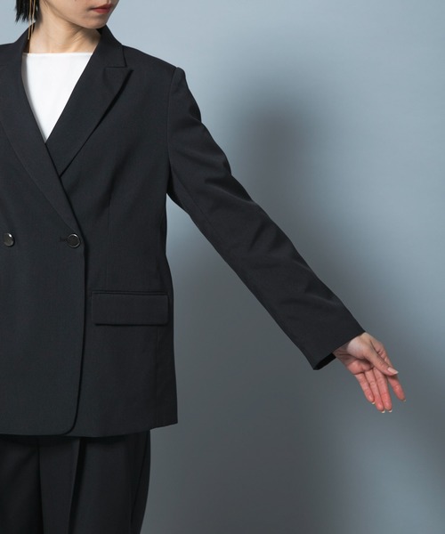 URBAN RESEARCH ROSSO WOMEN（アーバンリサーチ　ロッソ）の「防シワシャンブレーツイルダブルジャケット（その他アウター・レディース・ブラック/ベージュ系その他・36/38）」の14枚目の写真