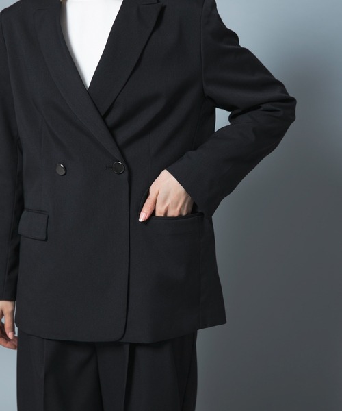 URBAN RESEARCH ROSSO WOMEN（アーバンリサーチ　ロッソ）の「防シワシャンブレーツイルダブルジャケット（その他アウター・レディース・ブラック/ベージュ系その他・36/38）」の15枚目の写真