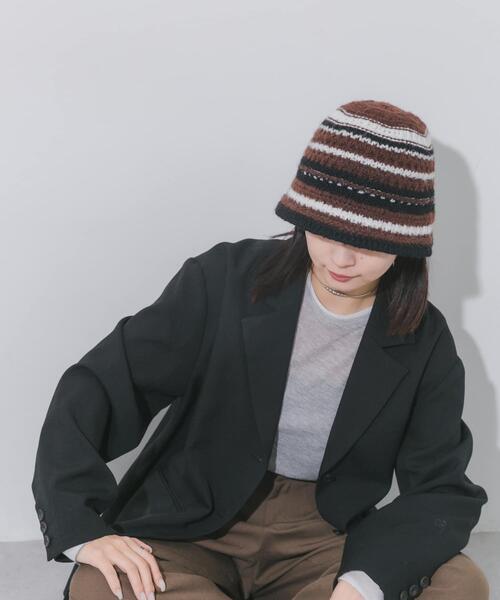SMELLY(スメリー)の「マルチボーダーニットハット(ハット・レディース・ブラウン/アイボリー・-)」の18枚目の写真