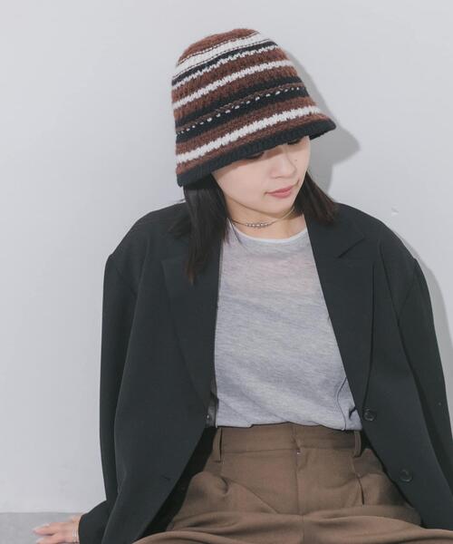 SMELLY(スメリー)の「マルチボーダーニットハット(ハット・レディース・ブラウン/アイボリー・-)」の19枚目の写真