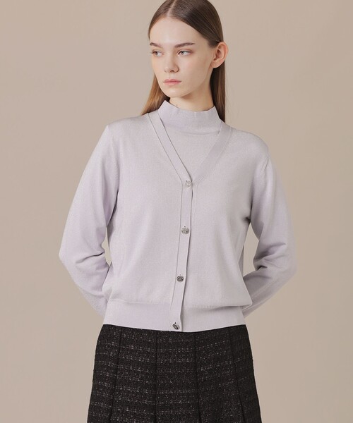 MACKINTOSH LONDON(マッキントッシュ ロンドン)の「シルキーラメニットカーディガン(カーディガン/ボレロ・レディース・ブルー系その他2/ブラック/グレー系その他・40/38)」の2枚目の写真