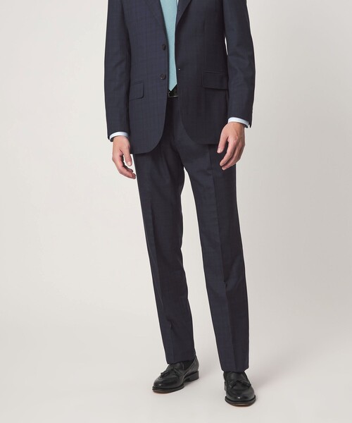 green label relaxing(グリーンレーベルリラクシング)の「REDA グレンチェック HX 1プリーツ スーツパンツ(スーツパンツ・メンズ・ネイビー/グレー系・72/80/76/88/92/84)」の2枚目の写真