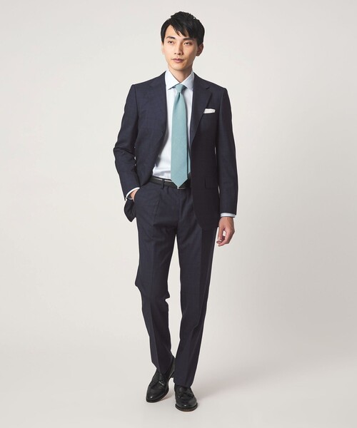 green label relaxing(グリーンレーベルリラクシング)の「REDA グレンチェック HX 1プリーツ スーツパンツ(スーツパンツ・メンズ・ネイビー/グレー系・72/80/76/88/92/84)」の4枚目の写真