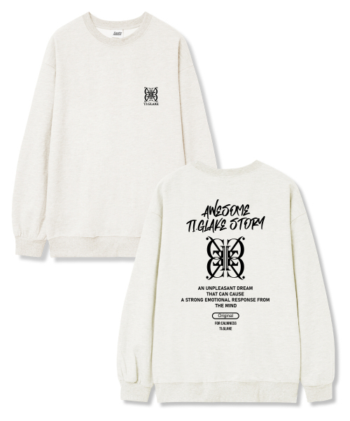 TI.GLAKE(ティーグレイク)の「ビッグロゴストーリー オーバーサイズ 裏毛 スウェット Tシャツ クリーム(スウェット・レディース・その他・L/XL/XXL)」の1枚目の写真
