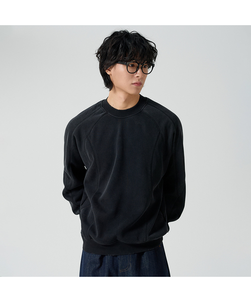 OWSA（オウサ）の「ピグメントレグラン裏起毛スウェット 2カラー（スウェット・メンズ・ブラック/ライトグリーン・LARGE/X-LARGE）」の2枚目の写真