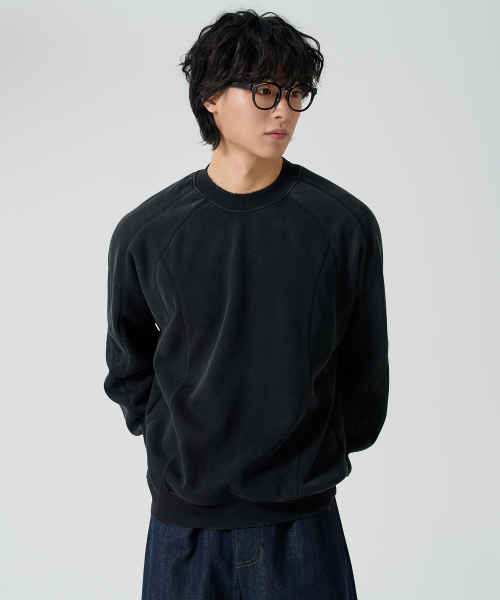 OWSA（オウサ）の「ピグメントレグラン裏起毛スウェット 2カラー（スウェット・メンズ・ブラック/ライトグリーン・LARGE/X-LARGE）」の4枚目の写真