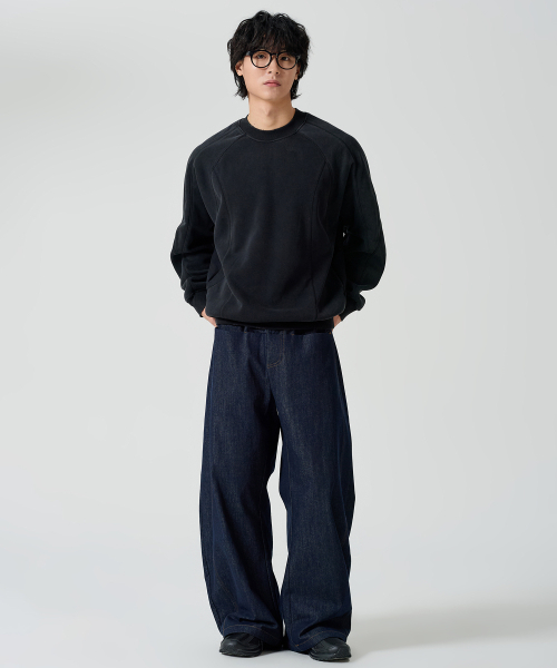 OWSA（オウサ）の「ピグメントレグラン裏起毛スウェット 2カラー（スウェット・メンズ・ブラック/ライトグリーン・LARGE/X-LARGE）」の5枚目の写真