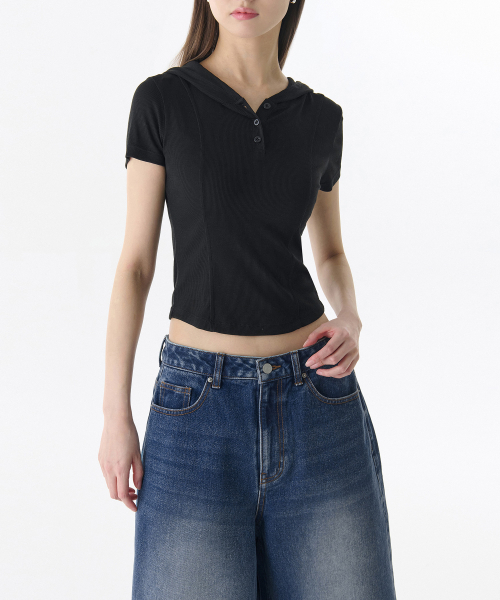 Women's Ribs Slim Fleece Hooded Parker — тёплая флисовая толстовка (черная)