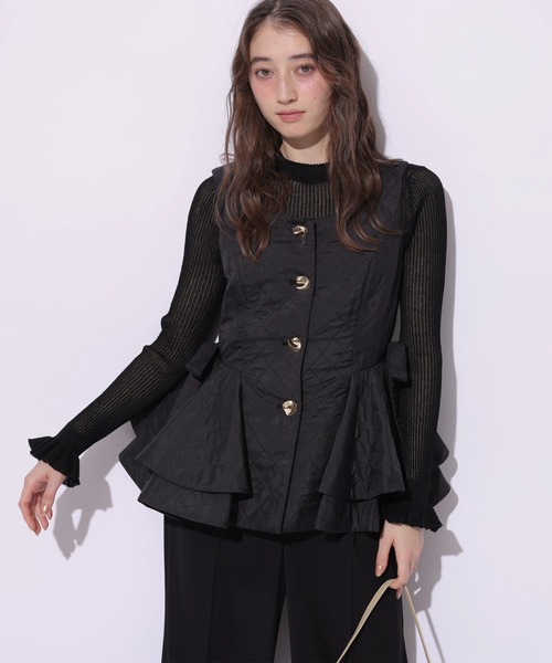 Rirandture（リランドチュール）の「ラッフルティアードベスト（シャツ/ブラウス・レディース・ブラック/ベージュ・2/1）」の2枚目の写真