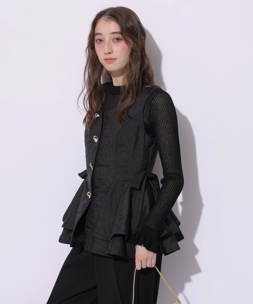 Rirandture（リランドチュール）の「ラッフルティアードベスト（シャツ/ブラウス・レディース・ブラック/ベージュ・2/1）」の4枚目の写真