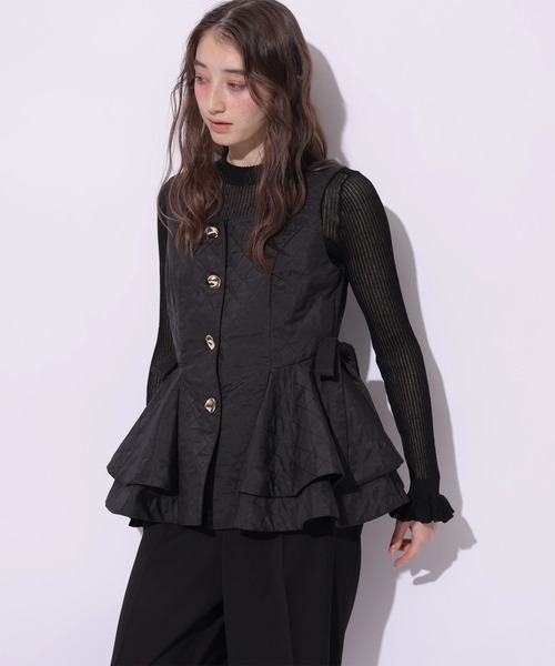 Rirandture（リランドチュール）の「ラッフルティアードベスト（シャツ/ブラウス・レディース・ブラック/ベージュ・2/1）」の6枚目の写真