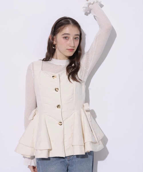 Rirandture（リランドチュール）の「ラッフルティアードベスト（シャツ/ブラウス・レディース・ブラック/ベージュ・2/1）」の16枚目の写真