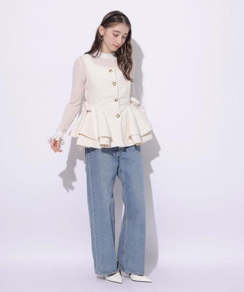 Rirandture（リランドチュール）の「ラッフルティアードベスト（シャツ/ブラウス・レディース・ブラック/ベージュ・2/1）」の21枚目の写真