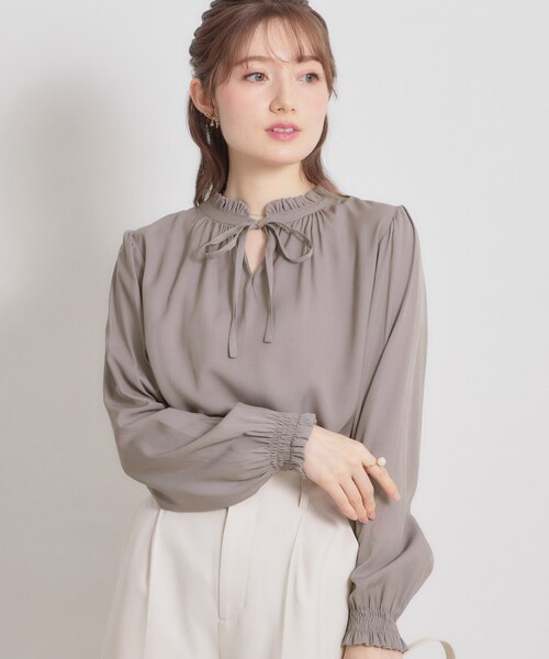 couture brooch（クチュールブローチ）の「【前後2WAY・洗える】RTピケ リボン ブラウス（シャツ/ブラウス・レディース・アイボリー/サンドベージュ/ブラウン系その他・40/38/42/36）」の15枚目の写真