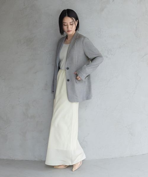 A part by（アパートバイ）の「【多機能・Sサイズ展開】リネンライクシングルジャケット（ノーカラージャケット・レディース・ブラック系その他2/ブルー/ベージュ/ピンク系その他・SMALL/MEDIUM）」の5枚目の写真