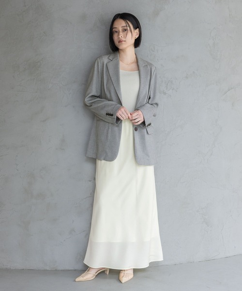 A part by（アパートバイ）の「【多機能・Sサイズ展開】リネンライクシングルジャケット（ノーカラージャケット・レディース・ブラック系その他2/ブルー/ベージュ/ピンク系その他・SMALL/MEDIUM）」の6枚目の写真