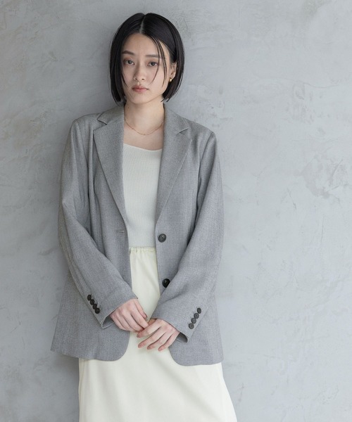 A part by（アパートバイ）の「【多機能・Sサイズ展開】リネンライクシングルジャケット（ノーカラージャケット・レディース・ブラック系その他2/ブルー/ベージュ/ピンク系その他・SMALL/MEDIUM）」の8枚目の写真