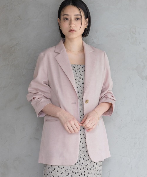 A part by（アパートバイ）の「【多機能・Sサイズ展開】リネンライクシングルジャケット（ノーカラージャケット・レディース・ブラック系その他2/ブルー/ベージュ/ピンク系その他・SMALL/MEDIUM）」の15枚目の写真